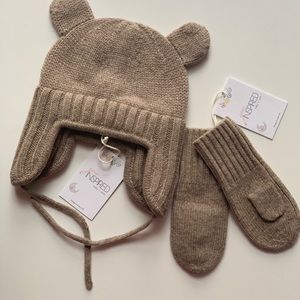 WARM KNIT SET HAT & MITTENS,gift for boys set,winter kids knitting wear, 9-12m